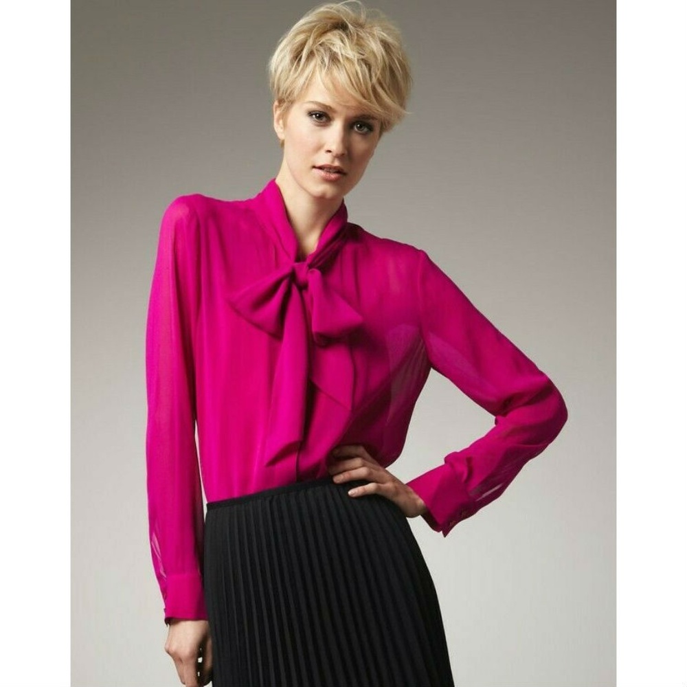 Dkny Women's Tie-Neck Top Blouse Size L